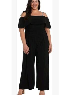 NWT R&M Richards Jumpsuits Plus Size 20W Embellished Black One-Piece
